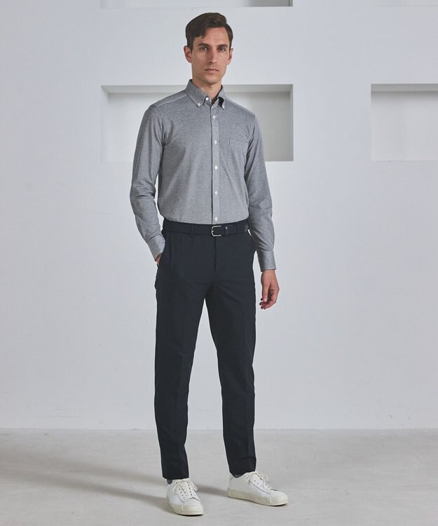 GOTAIRIKU 【ビジカジ兼用】ゴムメッシュ レザーコンビベルト ネイビー系