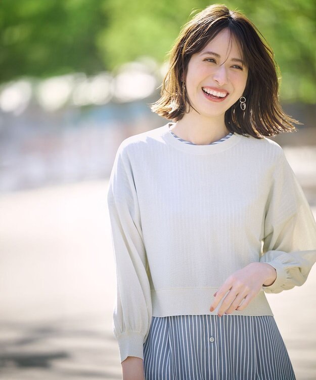 ANY SIS L 【2SET】シャツワンピ × ニット セット ブルーストライプ×シルバー