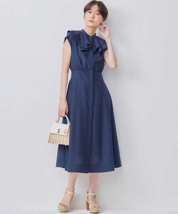 組曲 【WEB限定】シアーボイル ラッフルワンピース ネイビー系