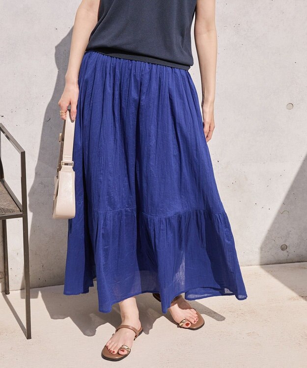 AMERICAN HOLIC ボイルクリンクルティアードスカート Blue