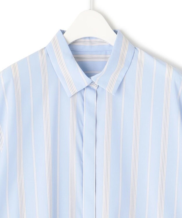 ICB 【WEB限定カラーあり・洗える】ラッフルデザインシャツ サックスブルーストライプ系［WEB限定］