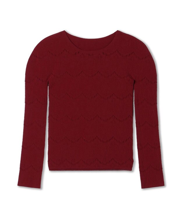 Chacott 【ノーソーイングニット】ノーソーイングクルーネックトップ ワインレッド