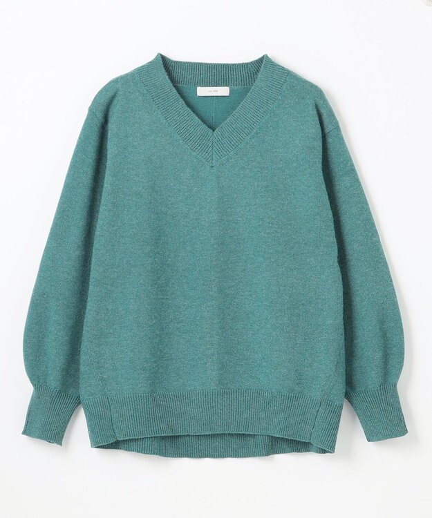 ANY ボリュームスリーブＶネックニット グリーン