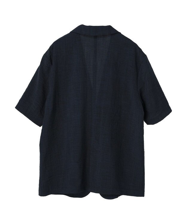 earth music&ecology リネンライク５分袖ジャケット Navy