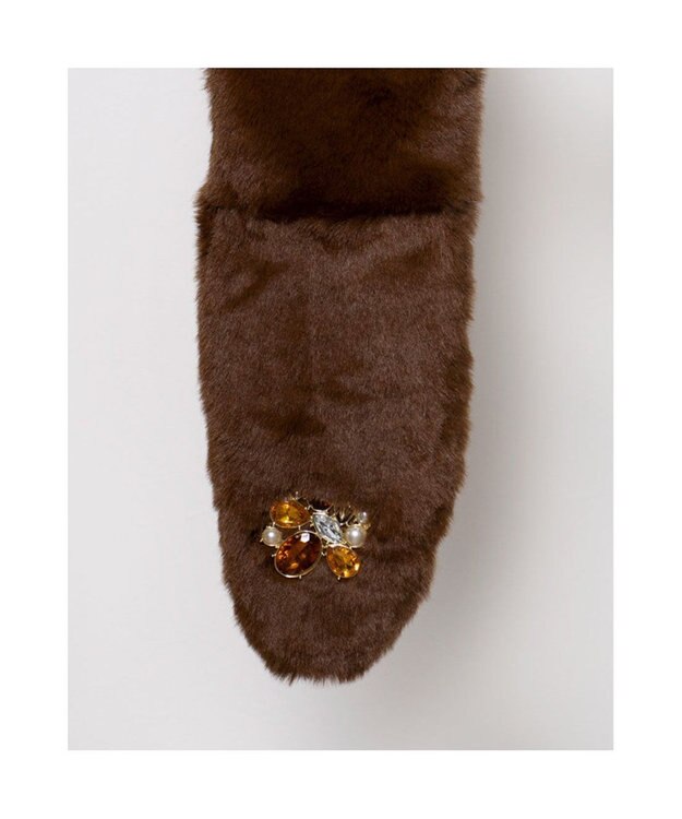 UNBILLION カシュネ cache nez / ビジュー付エコファーティペット ブラウン