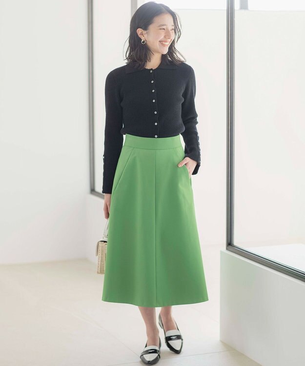 組曲 L 【WEB限定】ミニブークレー襟付きニットポロ ブラック系