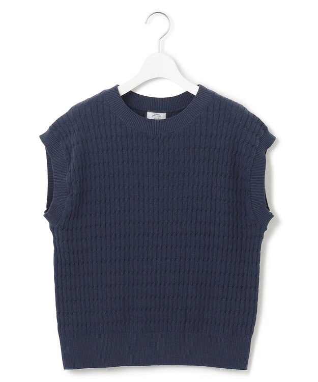 J.PRESS YORK STREET 【WOMEN】コットンケーブル ベスト ネイビー系