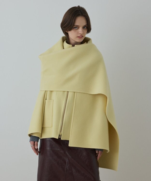 GRACE CONTINENTAL ストール付リバージップブルゾン イエロー