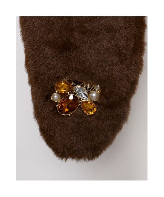 UNBILLION カシュネ cache nez / ビジュー付エコファーティペット ブラウン