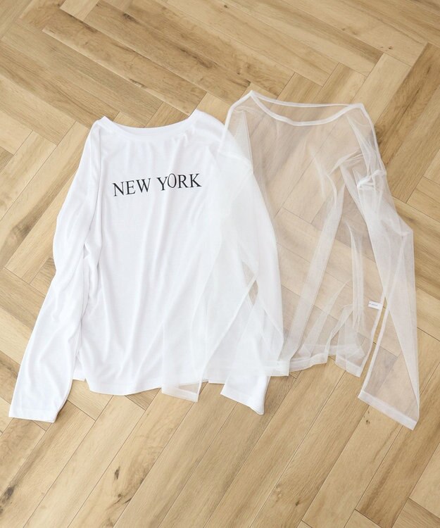 AMERICAN HOLIC ＳＥＴ　チュールＴ＋ロゴＴ Off White