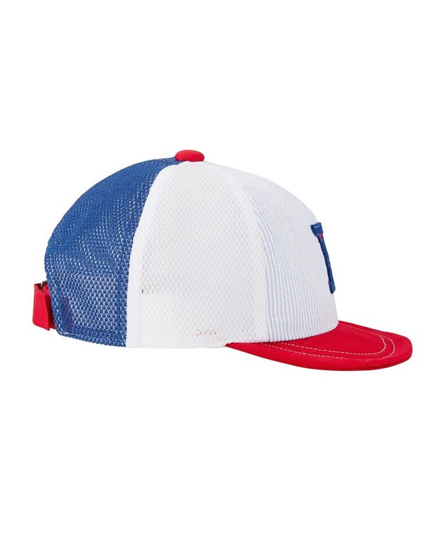 MIKI HOUSE HOT BISCUITS 【44-54cm】 ストライプ ロゴメッシュキャップ ブルー