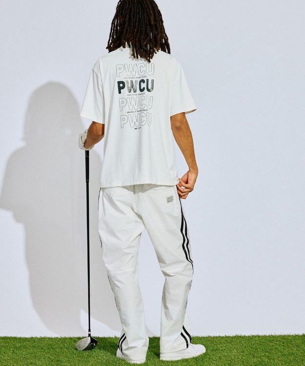 PW CIRCULUS 【撥水加工/ストレッチ】サイドストライプ ワイドパンツ ゴルフ ホワイト系