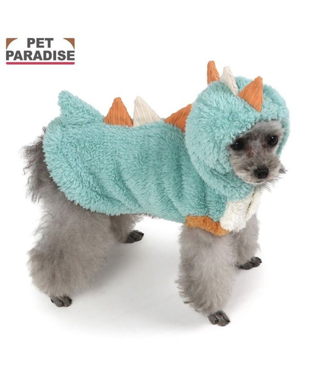 PET PARADISE ペットパラダイス 恐竜さん パーカー 小型犬 ターコイズ