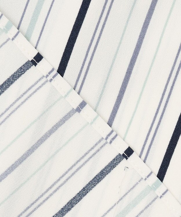 ANY SIS S 【洗える】ラッフルフレアジョーゼット ブラウス ネイビーストライプ