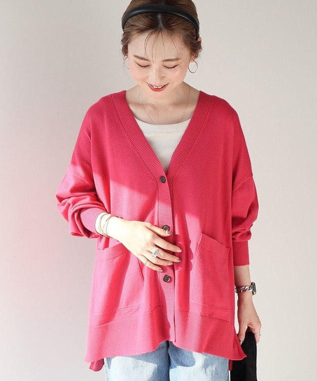 AMERICAN HOLIC バイパチＶネックワイドニットカーディガン Pink