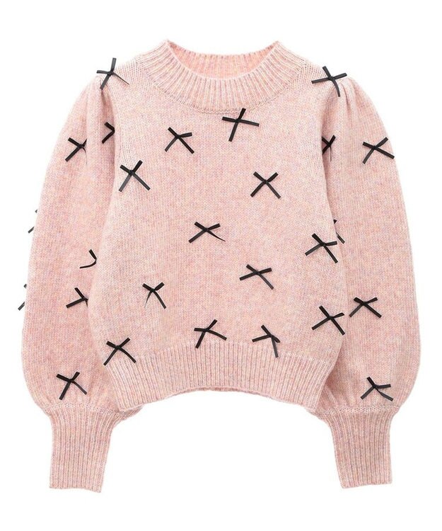 Green Parks ・ＡＮＤＳＥＡＲＣＨ　メニーリボンニットプルオーバー Pink