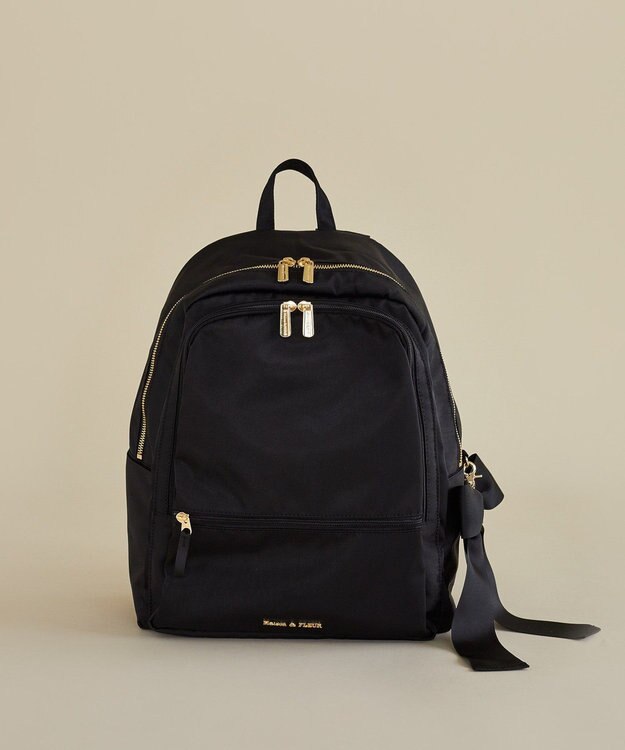 Maison de FLEUR 撥水加工ポケットリボンリュック Black