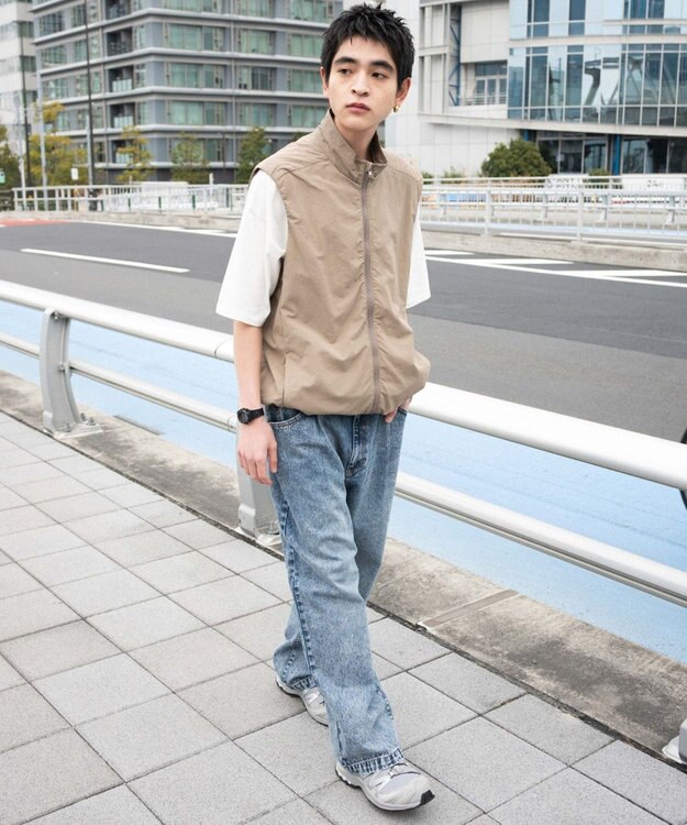 WEGO 【ユニセックス着用ITEM/SMLサイズ展開】ルーズテーパードデニムパンツ デニム中濃加工色