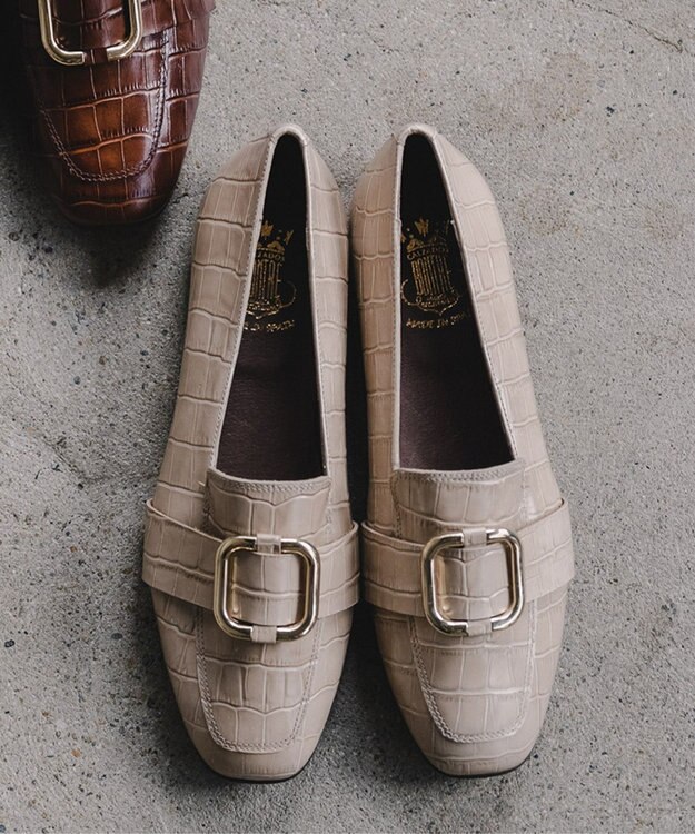 BONTRE 【BONTRE/ボントレ】スクエアバックルローファー/02251 ベージュ