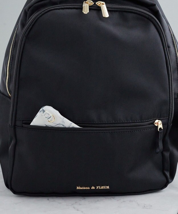 Maison de FLEUR 撥水加工ポケットリボンリュック Black