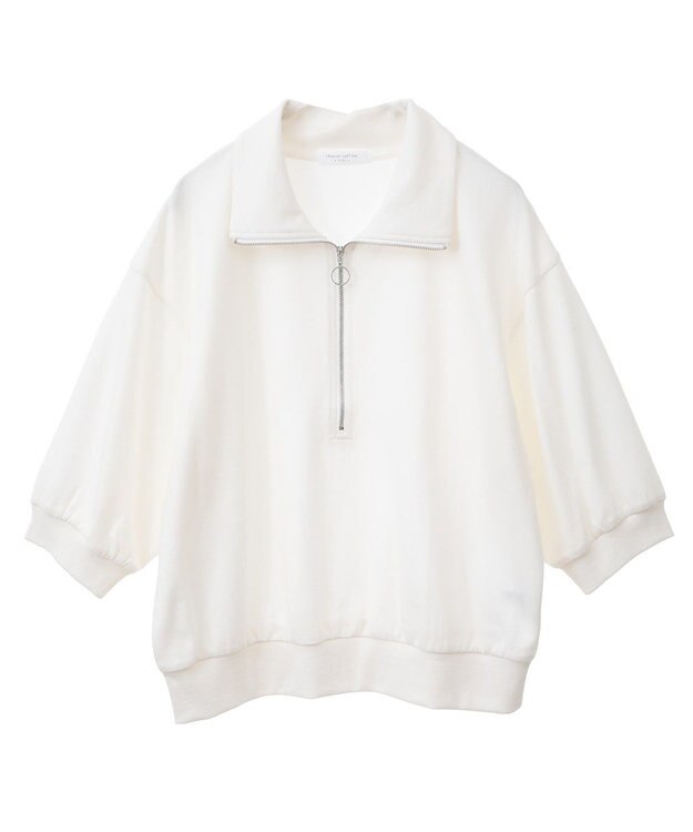 Green Parks ７分袖ハーフＺＩＰプルオーバー Ecru