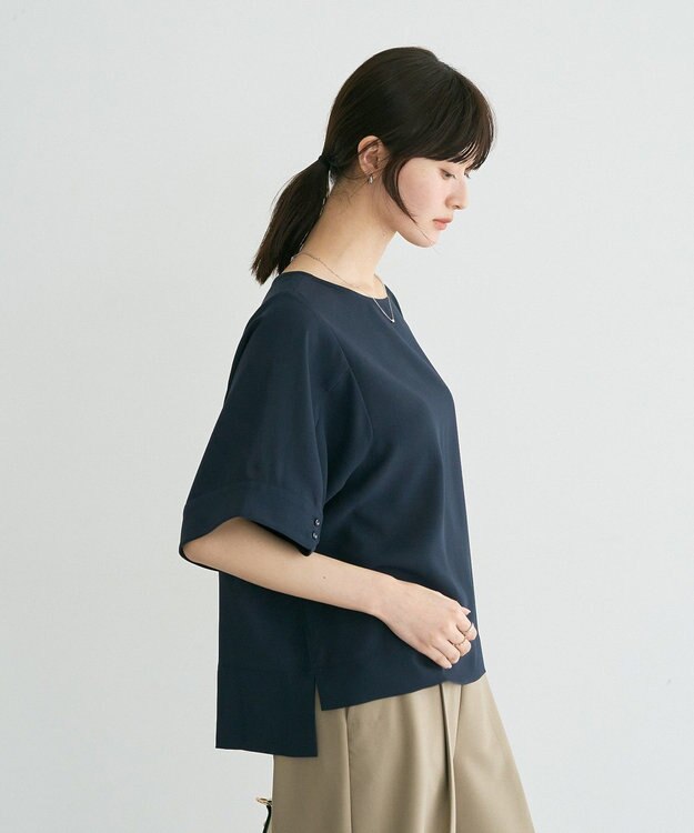 YECCA VECCA 【接触冷感】ドルマンブラウス Navy