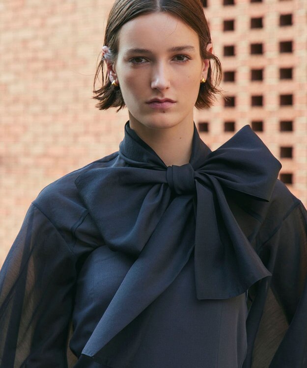 NAVE 【Nave・手洗い可】オーガンジーブラウス ブラック系