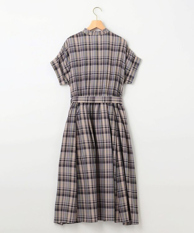 組曲 【リボンタイ付き】シアーツイルチェック ワンピース パープル系3