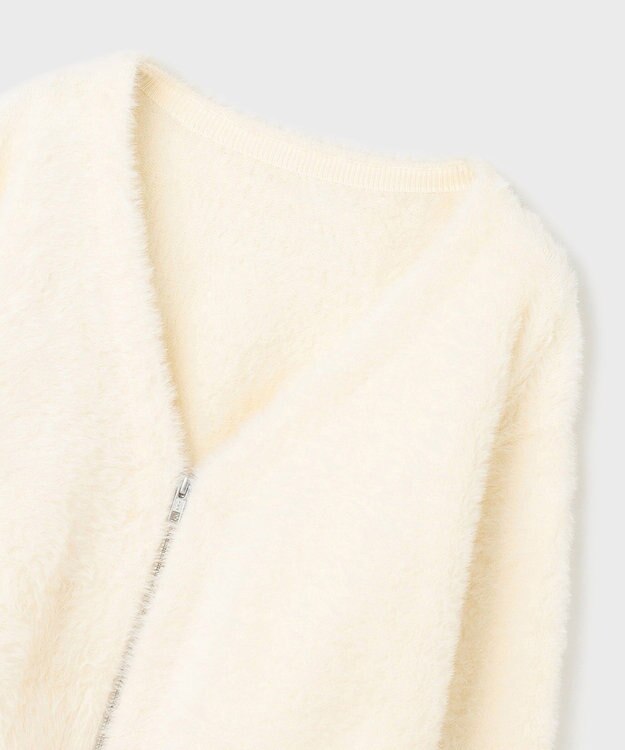 GRACE CONTINENTAL フェザーzipニットカーディガン ホワイト