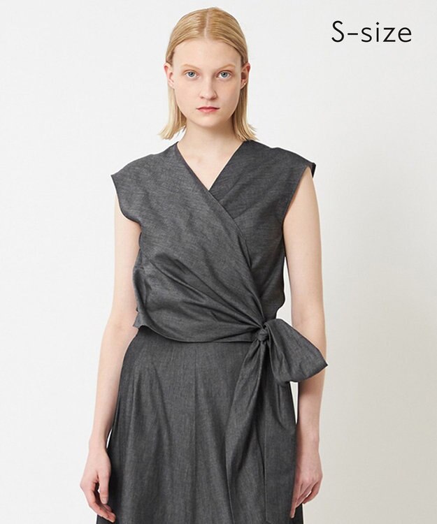 BEIGE， 【S-size】POMEGRANATE / カシュクールブラウス Chambray Black