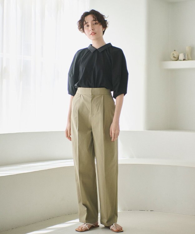 #Newans 素材が変わり新登場！ウエスト調整可ワイドチノパンツ カーキ系