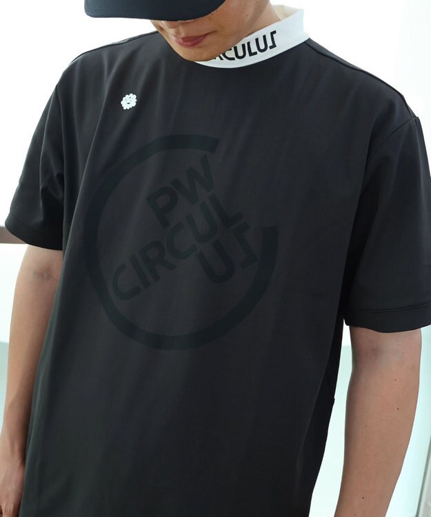 PW CIRCULUS 【UVカット / 吸水速乾 / 伸縮性抜群】【MEN】バックメッシュ切り替えモックT ブラック系
