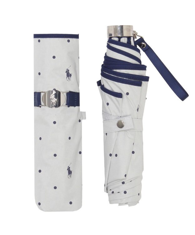 MOONBAT POLO RALPH LAUREN（ポロ ラルフローレン）晴雨兼用日傘 ドット 遮光率100% 遮熱 遮熱 UV オフホワイト