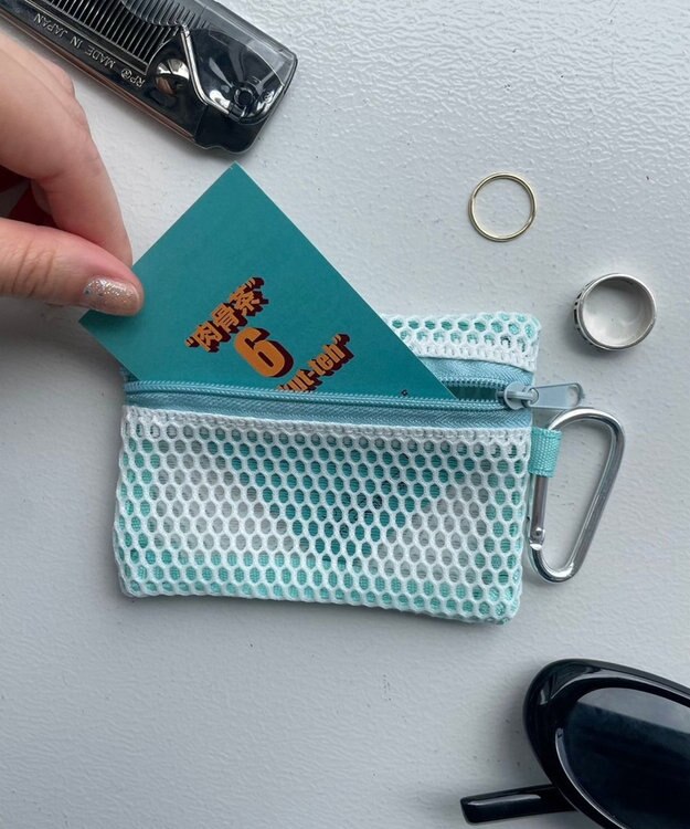 WEGO メッシュ配色ポーチ ホワイト