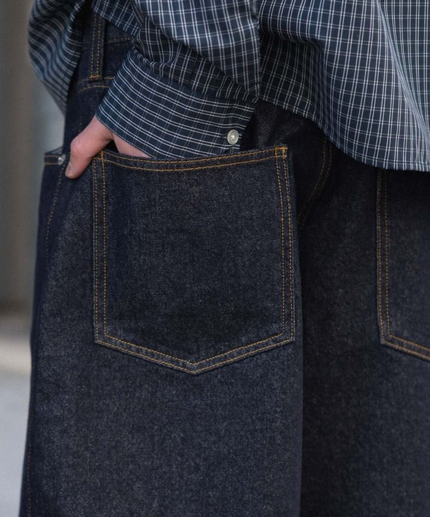 WEGO 【ユニセックス着用ITEM/SMLサイズ展開】スーパーバギーデニムショーツ デニムインディゴ