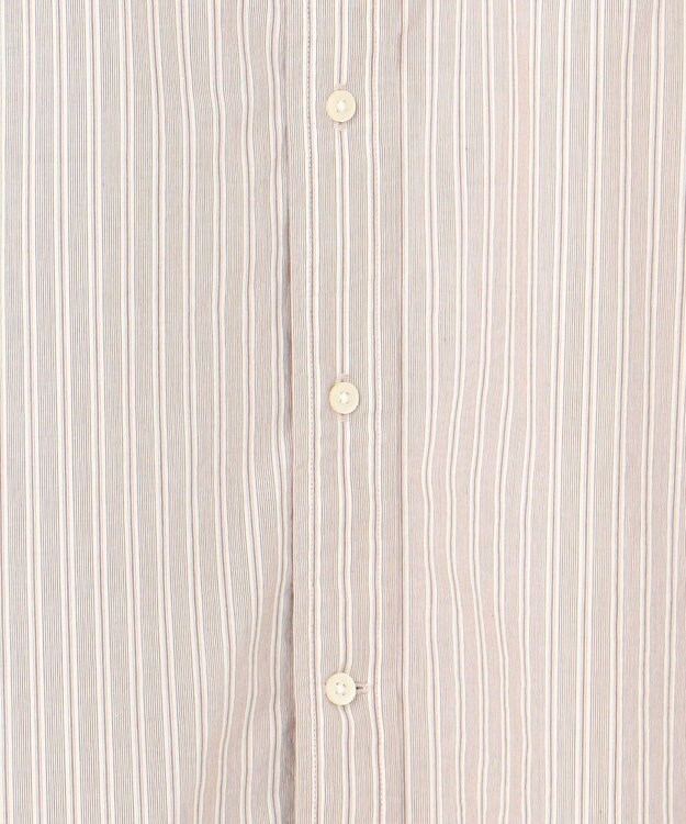 J.PRESS YORK STREET 【UNISEX】タイプライターストライプ バンドカラーシャツ ブラウン系1