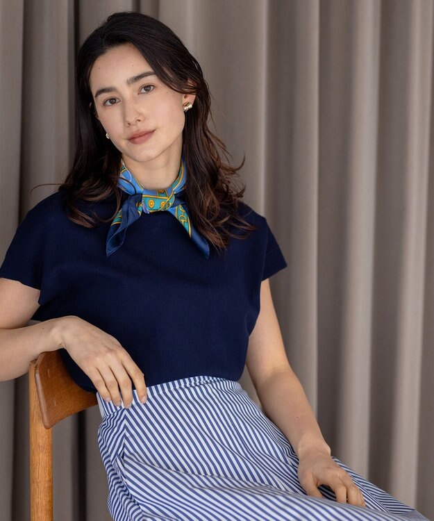 組曲 L 【洗える・型崩れしにくい】CHAI ニットTシャツ ネイビー系