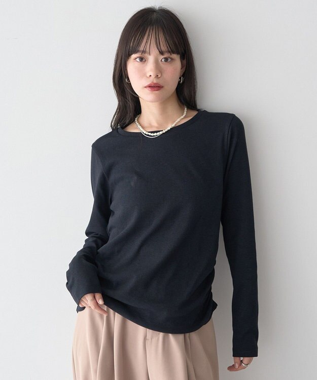 earth music&ecology サイドギャザープルオーバー Black