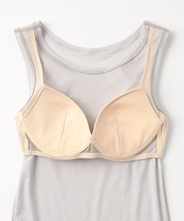 自由区 L 【ワコールコラボ・2点SET】シアーチェックニット プルオーバー グレー