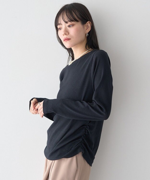 earth music&ecology サイドギャザープルオーバー Black