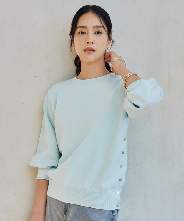 自由区 【WEB限定カラーあり・洗える】コットンナイロンミドルゲージ ニット ミント