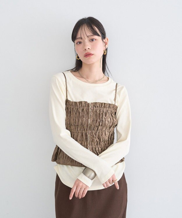 earth music&ecology サイドギャザープルオーバー Ivory