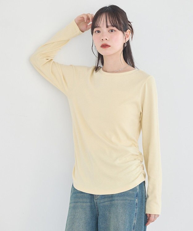 earth music&ecology サイドギャザープルオーバー Light Yellow