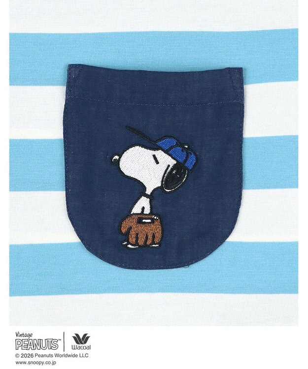 WACOAL PEANUTS パジャマ 4分袖 長ズボン 綿100%(本体) スヌーピー レディース FDT165 /ワコール サックス