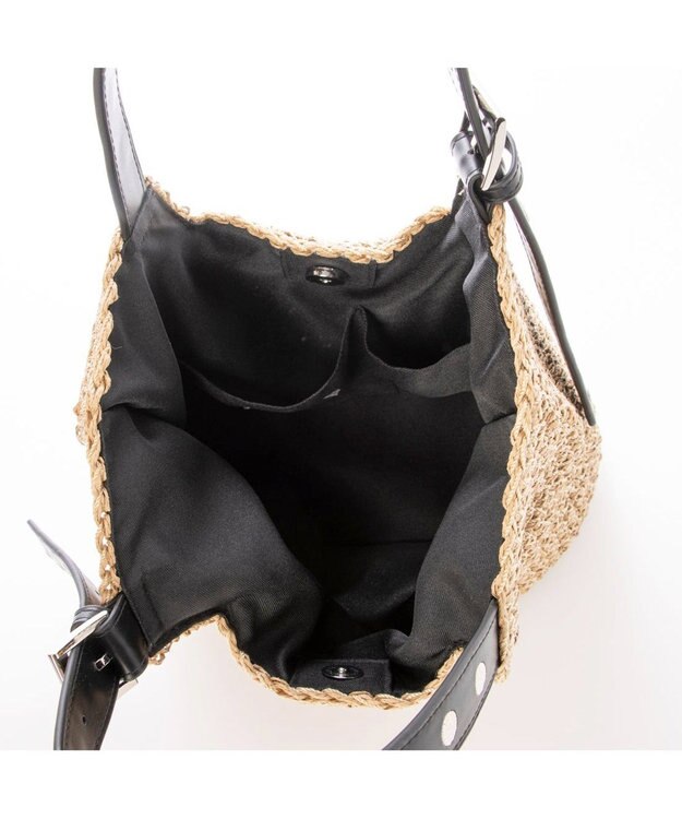 UNBILLION カシュカシュ cachecache / ドット刺繍ハンドル手編みトート ブラック