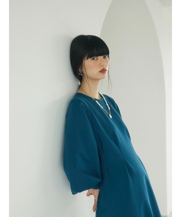 Green Parks armonia．ウエストタックポンチワンピース Blue Green