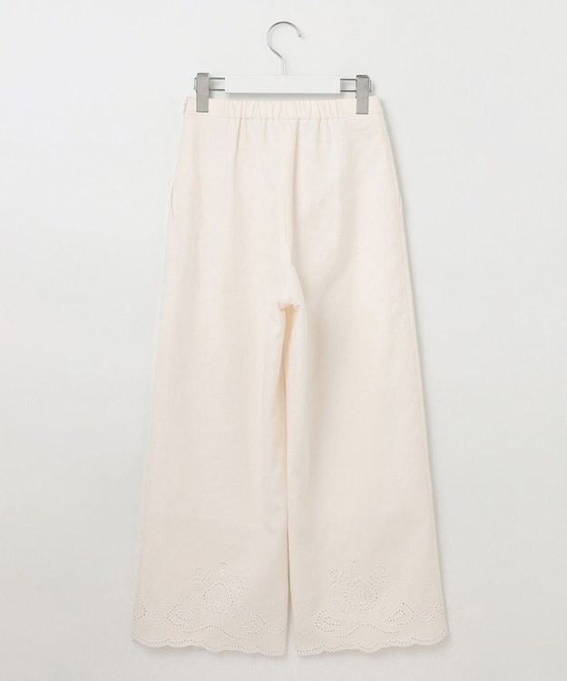 23区 L 【洗える】リネンエンブロイダリー ワイドパンツ ホワイト系