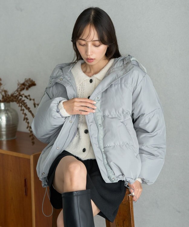 earth music&ecology フーディーパファーブルゾン ミント