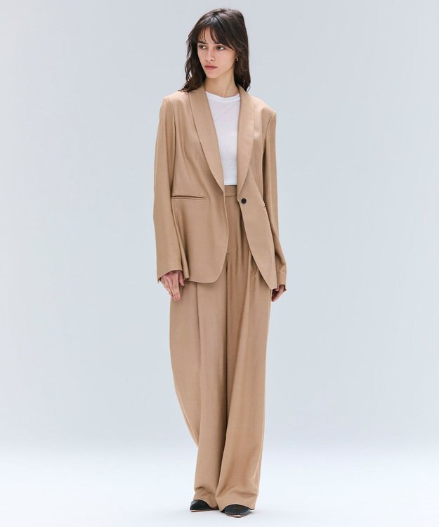 BEIGE， 【Oggi 10月号掲載】COBURN / シルク混2タックカーヴィーワイドパンツ Camel