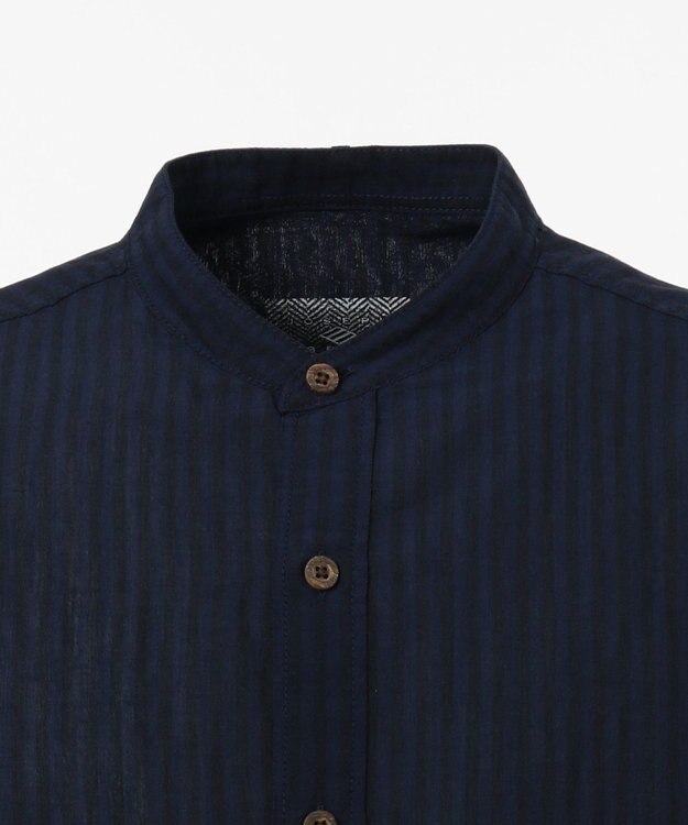 JOSEPH ABBOUD MOUNTAIN 【SPACE】エアリノバンドカラー シャツ ネイビー系1